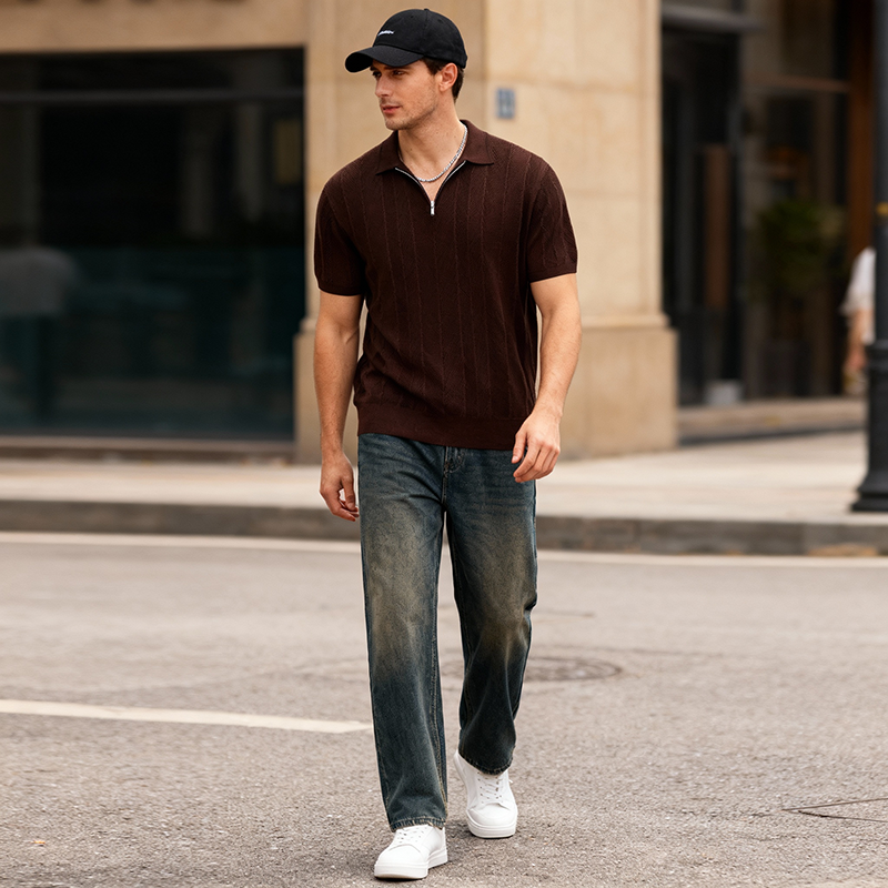 omaiga Men's Sweater Polo Shirt 530720